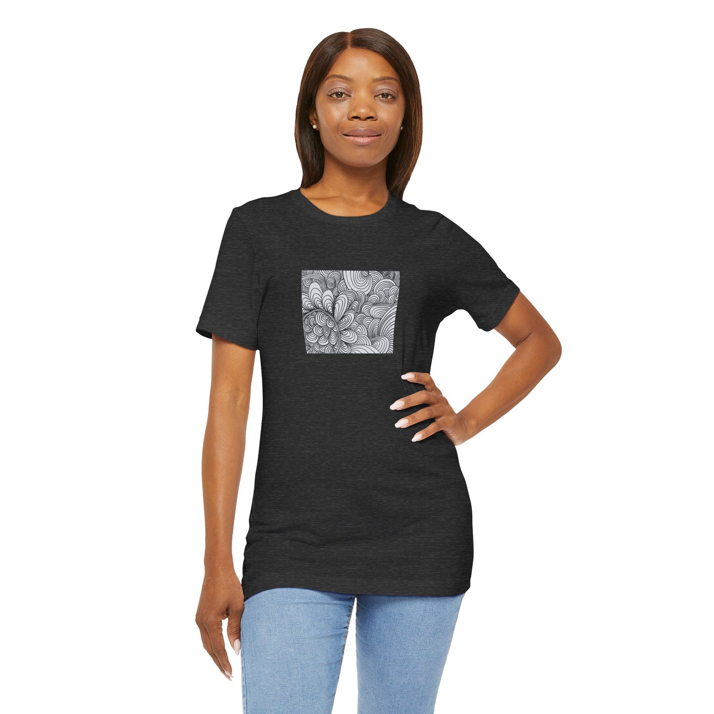 Unisex Original Healing Mesmerizing Line Art T-Shirt - Apricots Noir