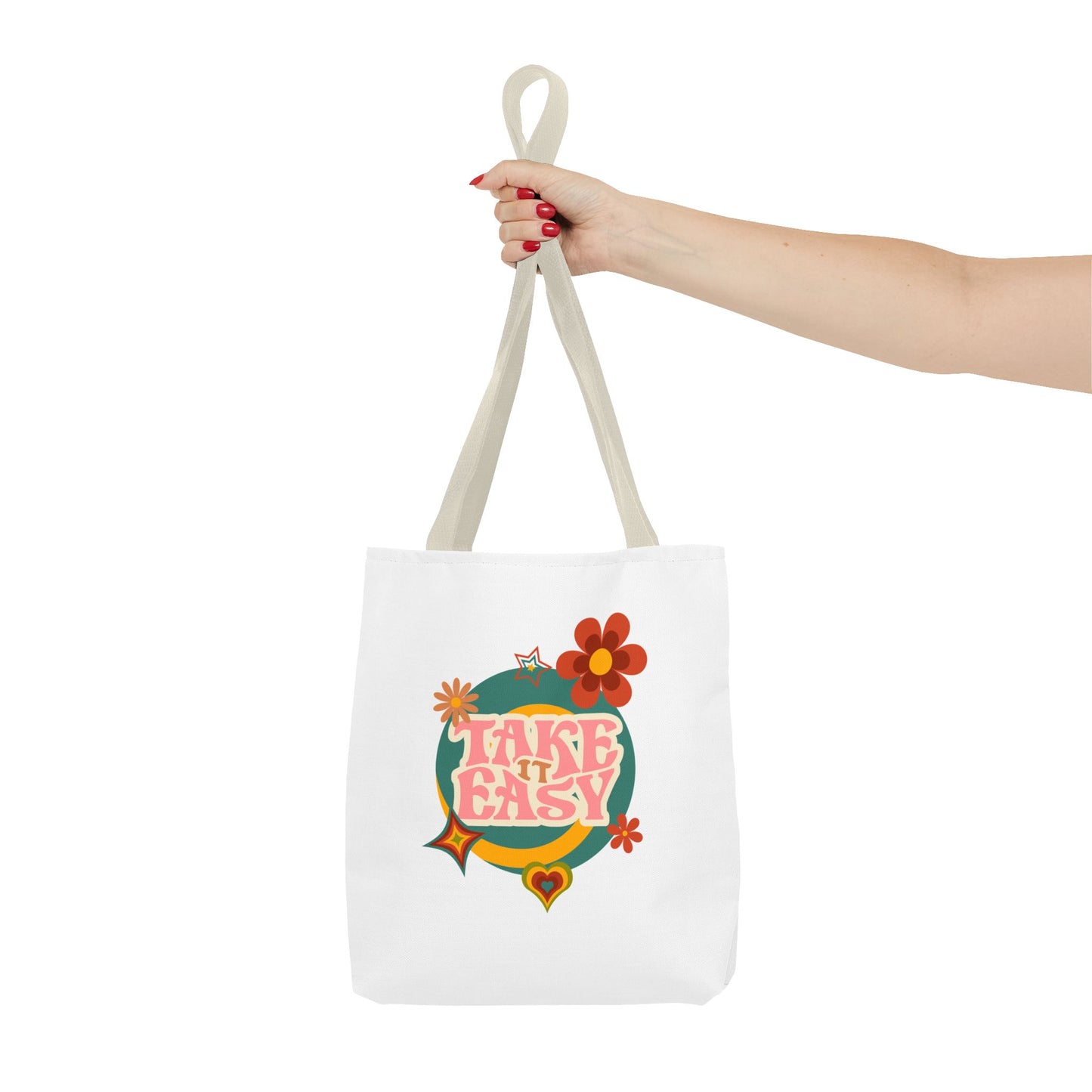 Unisex Retro Vibes Take It Easy Reusable Grocery Tote Bag