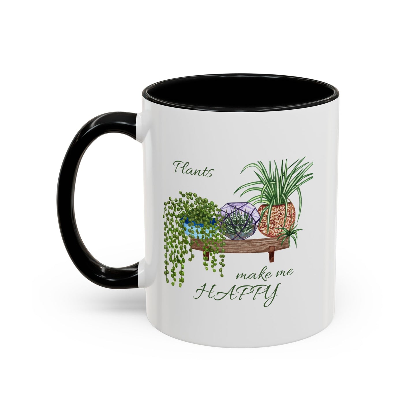 11oz Garden Themed Plants Make Me Happy Two Tone Coffee Mug