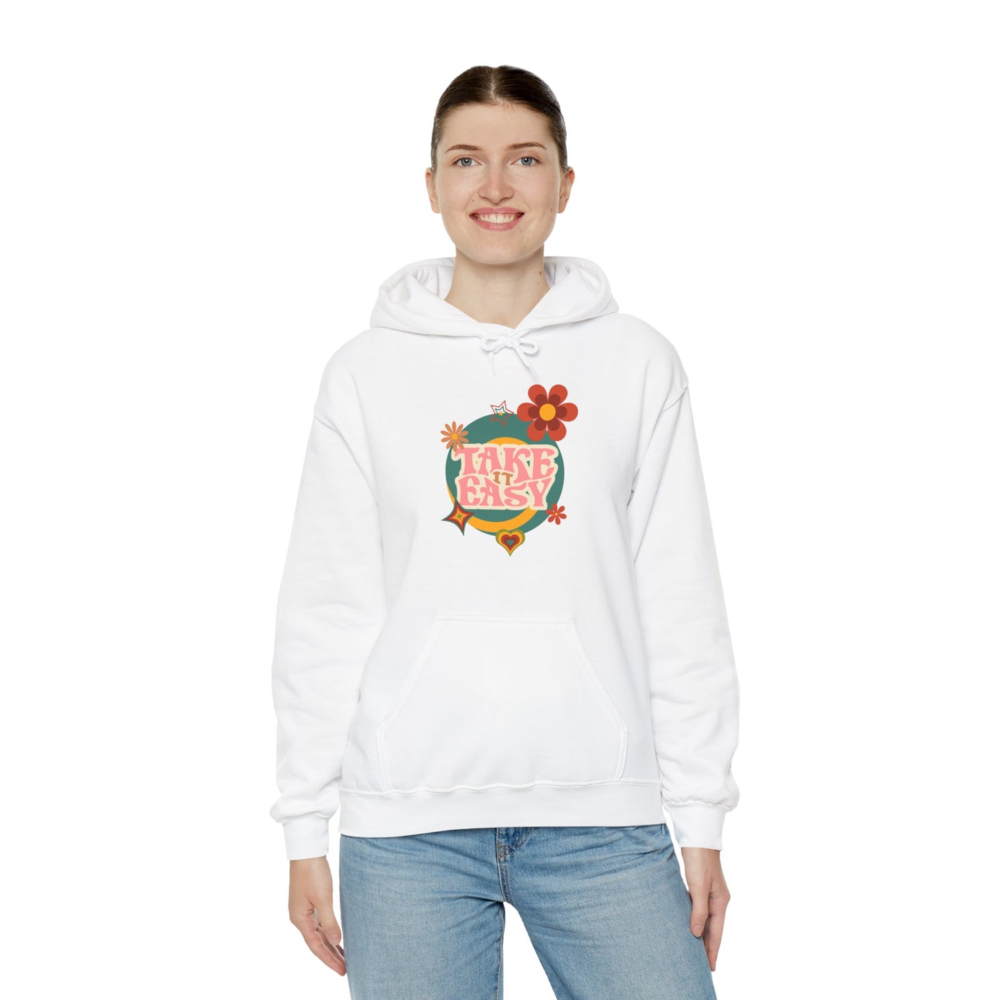 Unisex Heavy Blend™ Retro Vibes Take It Easy Hooded Sweatshirt