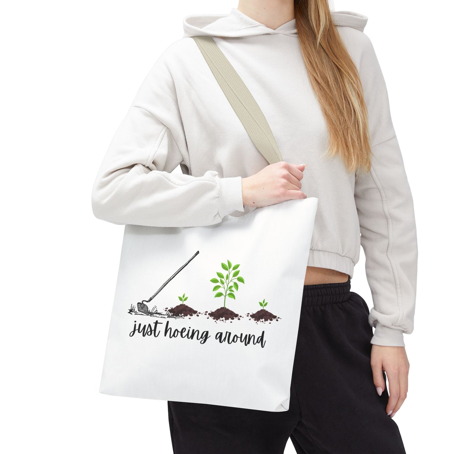 Unisex Just Hoeing Around Gardening Themed All Over Print Tote Bag