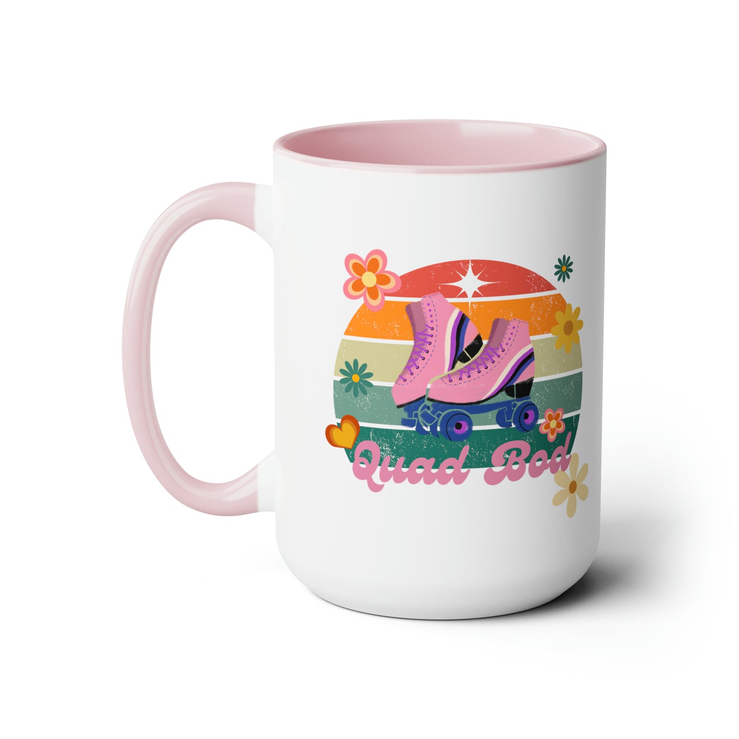 15oz Retro Vibes Vintage Roller Skate Coffee Mug Gift Idea For Skaters Roller Rink Mug Cool Skater Mug Quad Bod Skate Gear Roller Skating Coffee Mug