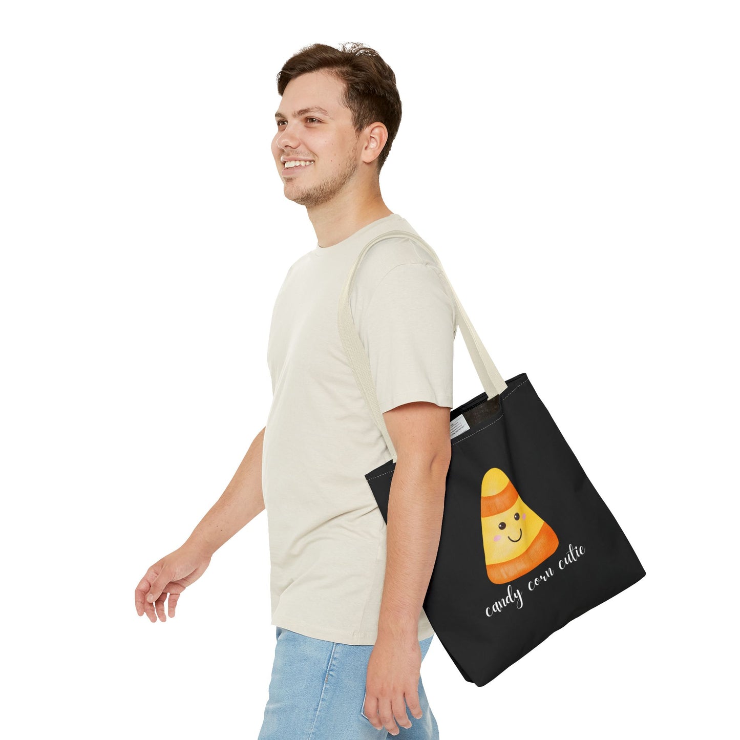 Cute Candy Corn Halloween Tote Bag Spooky Season Tote Trick or Treating Candy Bag Fall Themed Reusable Lunch Tote