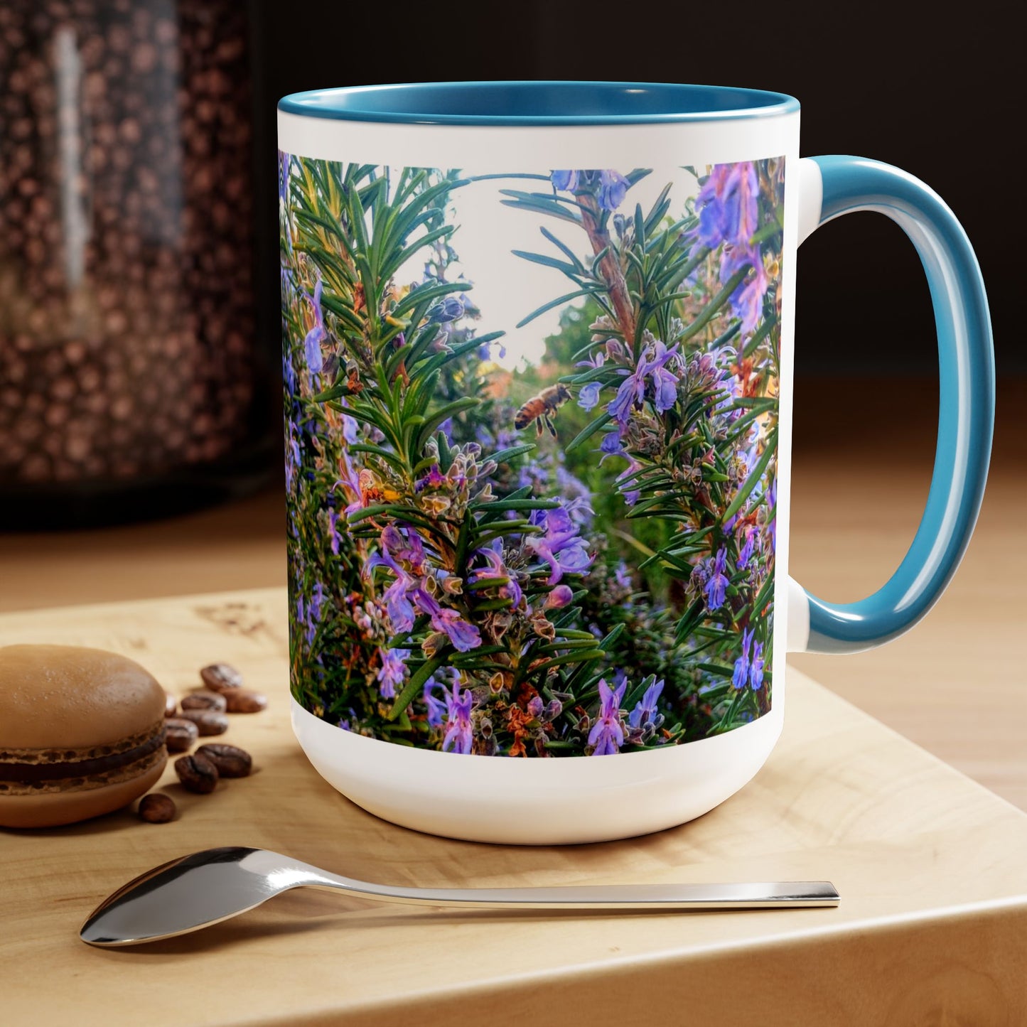 15oz Garden Themed Rosemary and Bee Pollinator Coffee Mug