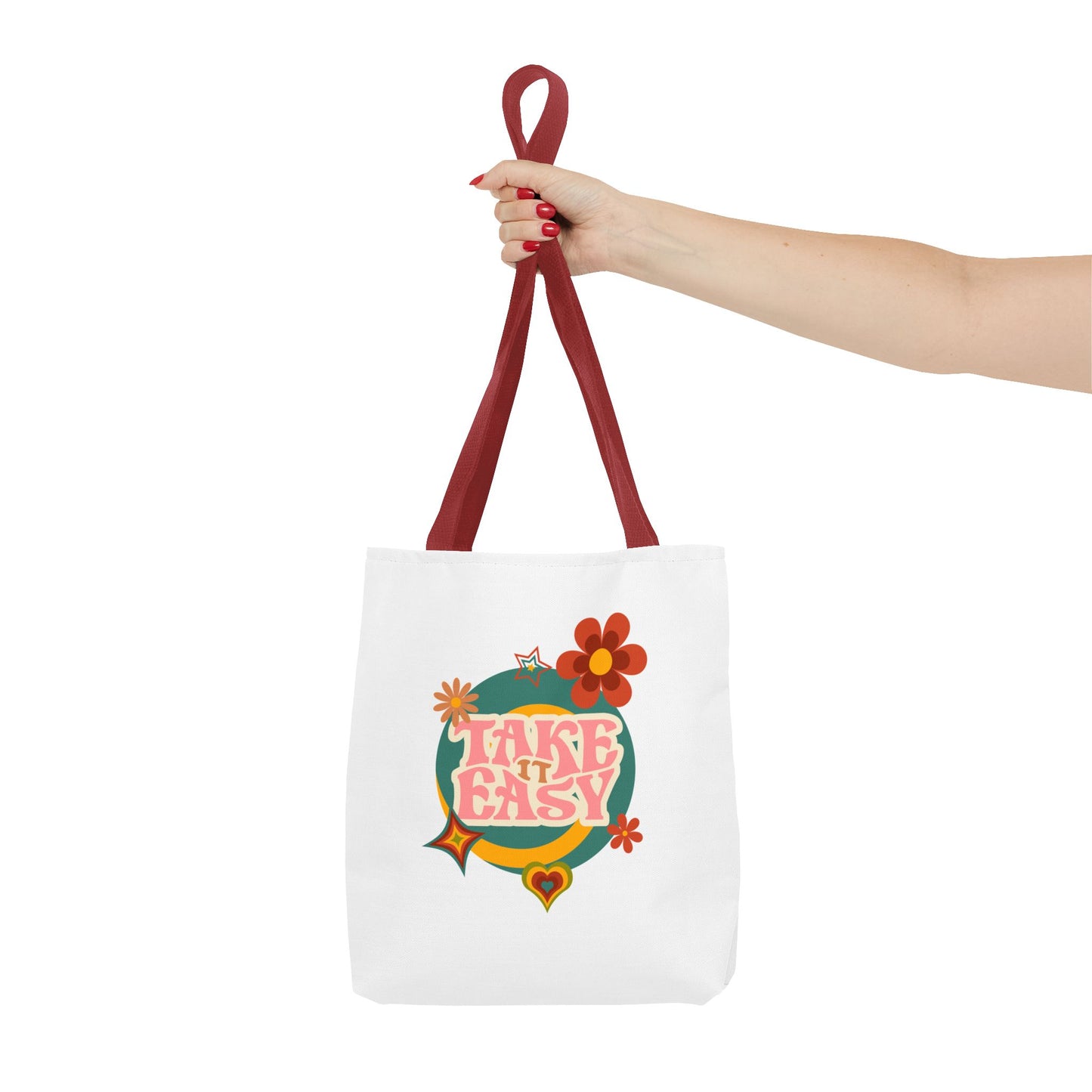 Unisex Retro Vibes Take It Easy Reusable Grocery Tote Bag