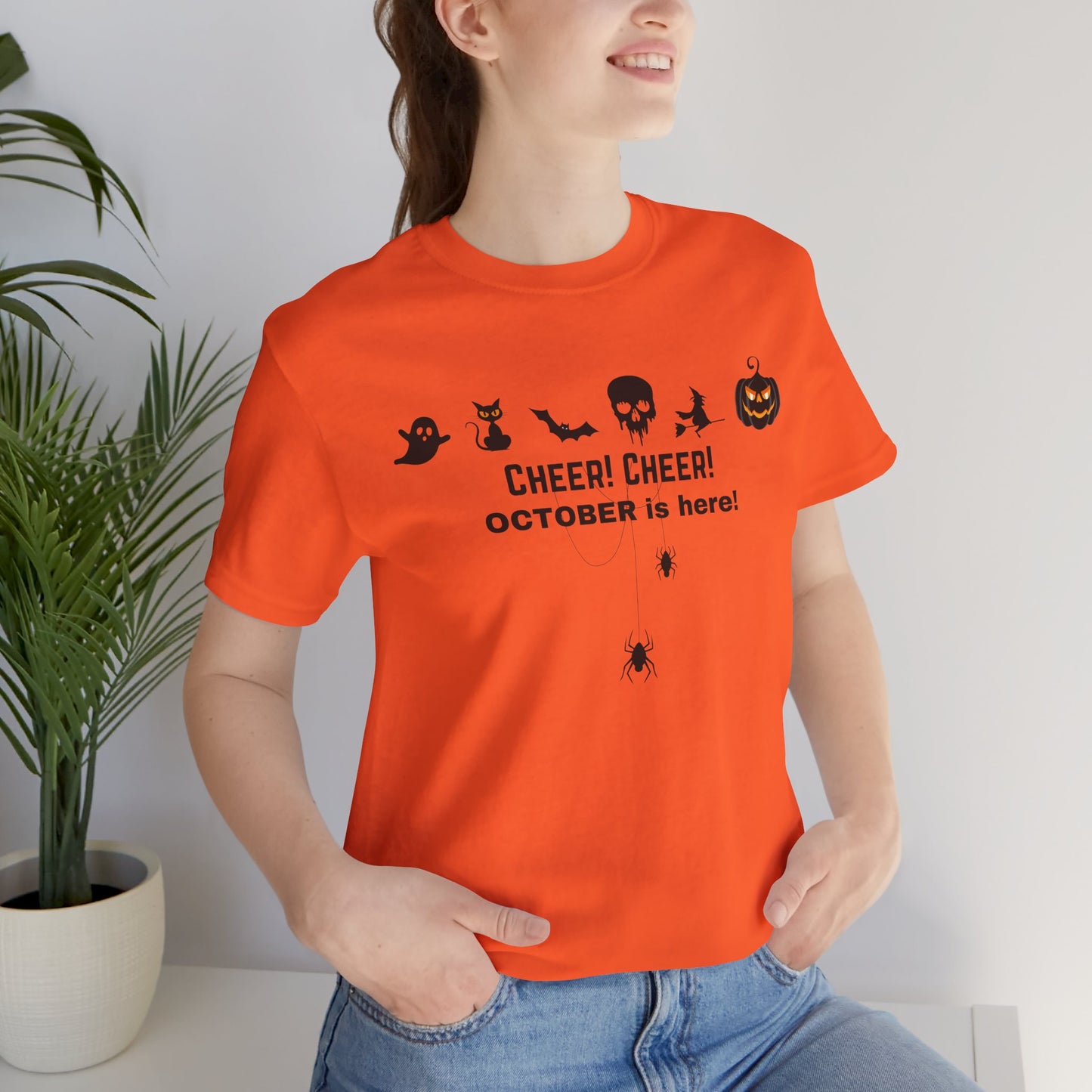 Unisex Halloween Themed Cheer Cheer October Is Here October Trick Or Treating T-Shirt