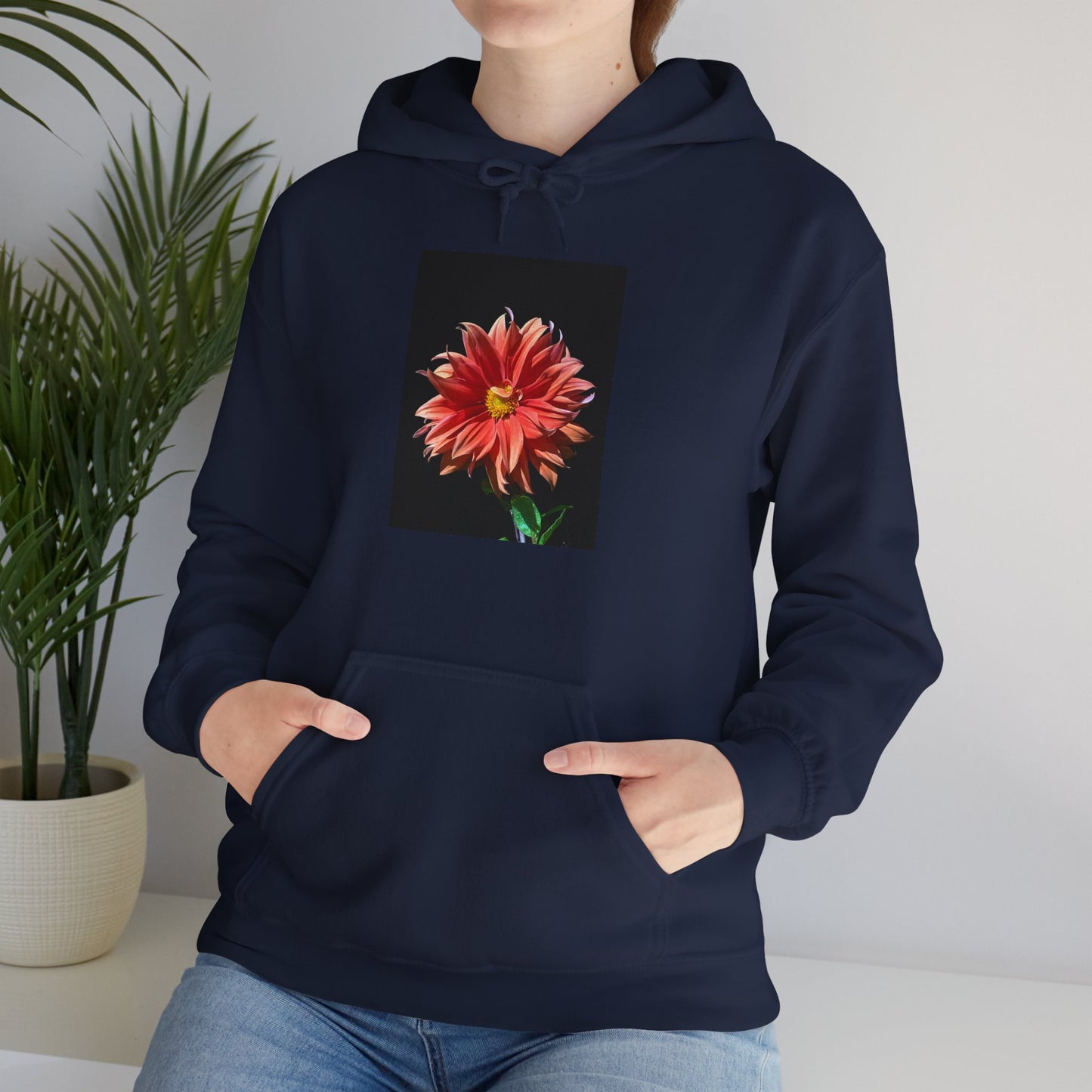 Unisex Heavy Blend™  Dahlia Flower Hooded Sweatshirt