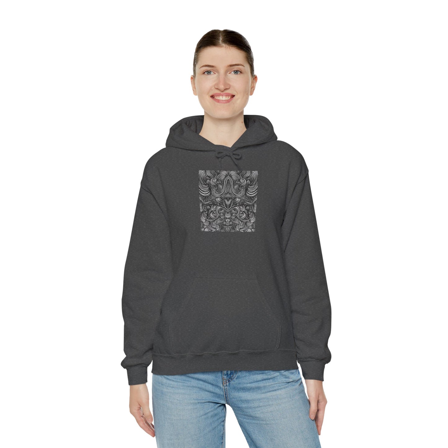 Unisex Heavy Blend™ Original Minimalist Line Art Full Size Hooded Sweatshirt - Liquid