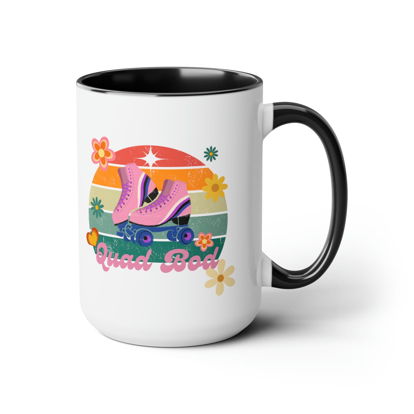 15oz Retro Vibes Vintage Roller Skate Coffee Mug Gift Idea For Skaters Roller Rink Mug Cool Skater Mug Quad Bod Skate Gear Roller Skating Coffee Mug