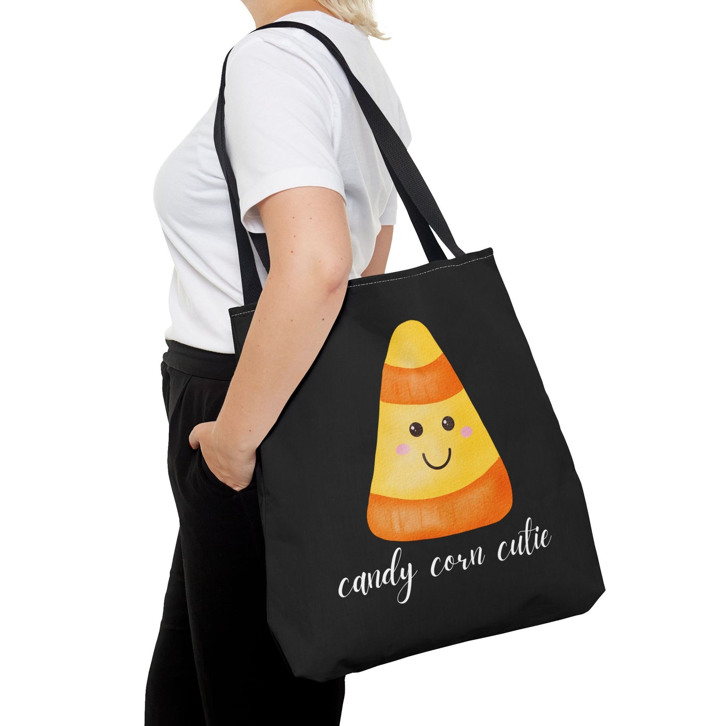 Cute Candy Corn Halloween Tote Bag Spooky Season Tote Trick or Treating Candy Bag Fall Themed Reusable Lunch Tote