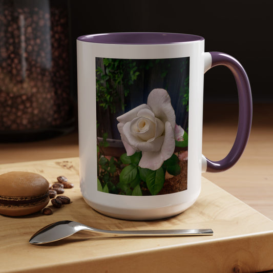 11oz/15oz Garden Themed White Sugar Moon Hybrid Tea Roses Coffee Mug