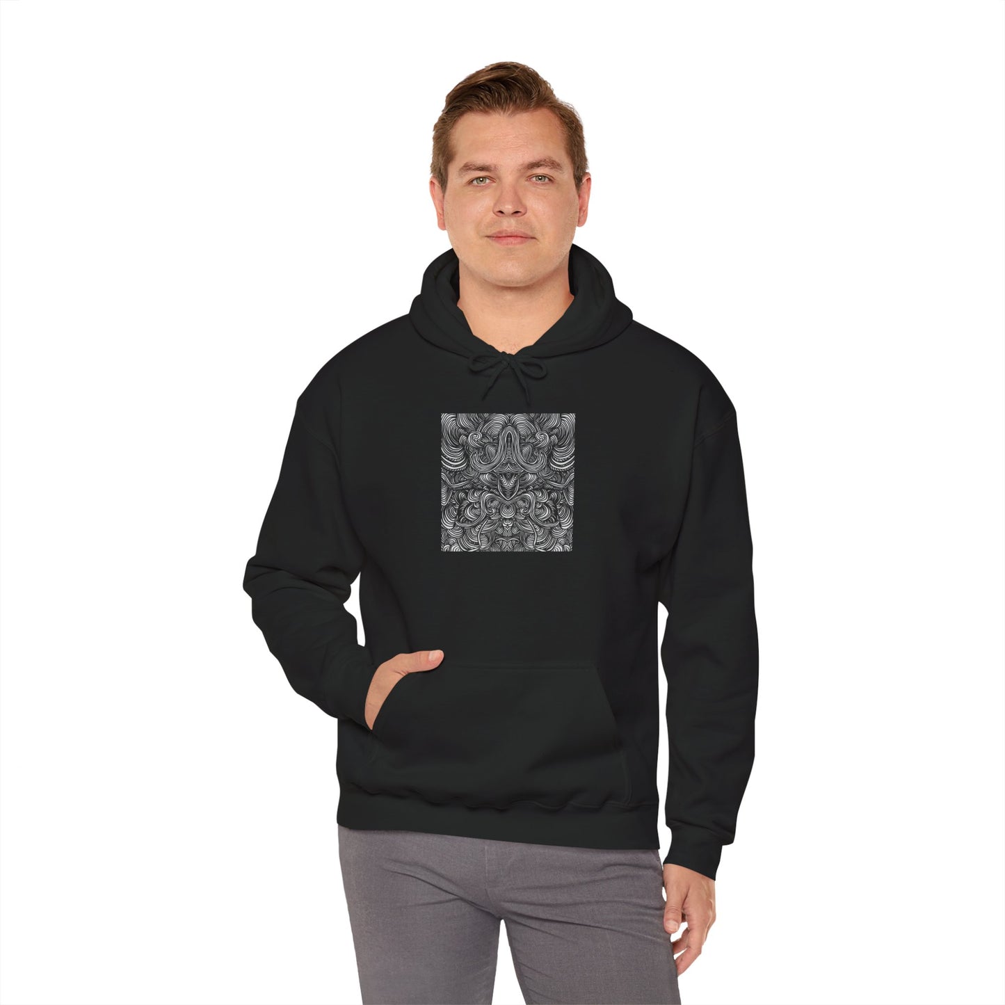 Unisex Heavy Blend™ Original Minimalist Line Art Full Size Hooded Sweatshirt - Liquid