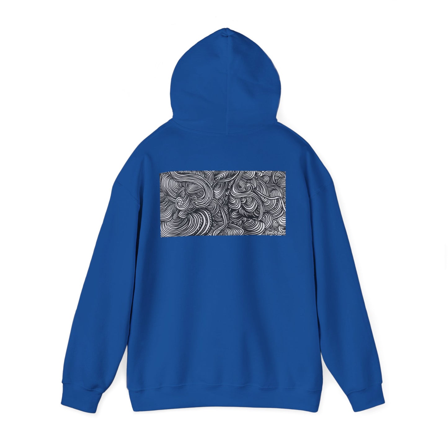Unisex Heavy Blend™ Original Minimalist Line Art Midsize Print Hooded Sweatshirt - Liquid
