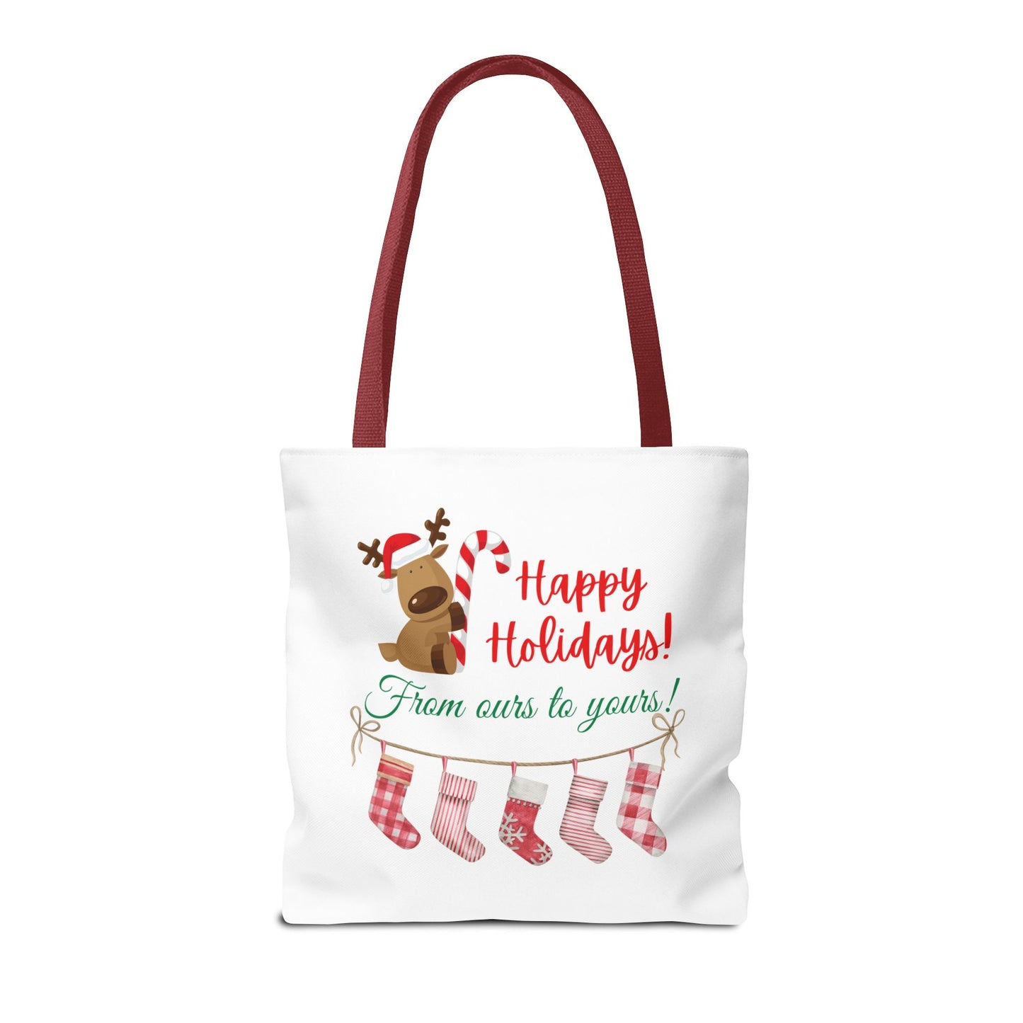 Unisex Happy Holidays From Ours To Yours Christmas Stockings and Dog Tote Bag