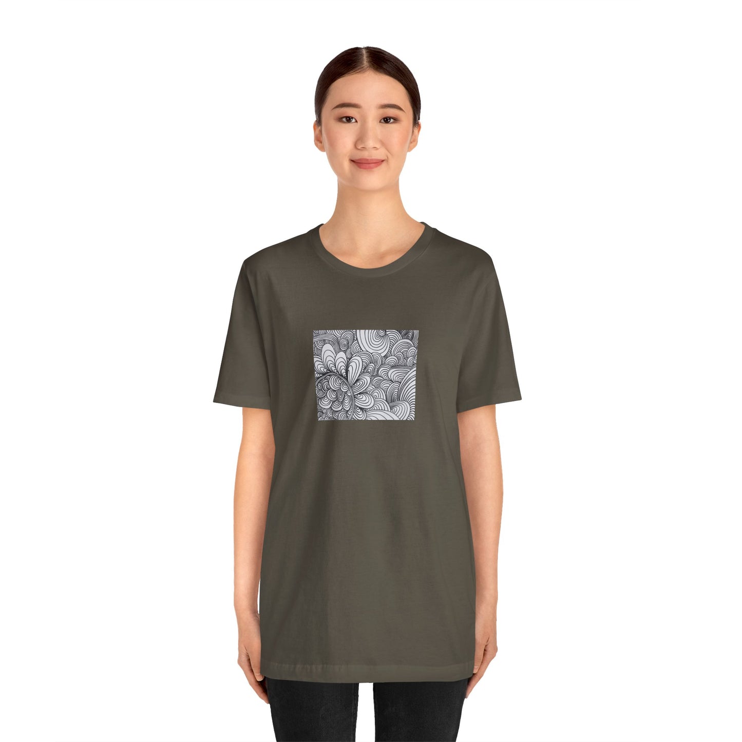 Unisex Original Healing Mesmerizing Line Art T-Shirt - Apricots Noir