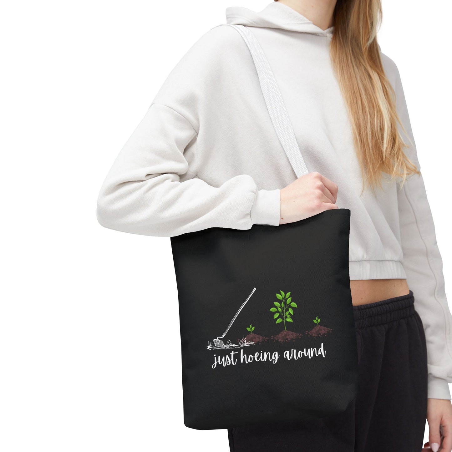 Unisex Just Hoeing Around Gardening Themed All Over Print Tote Bag