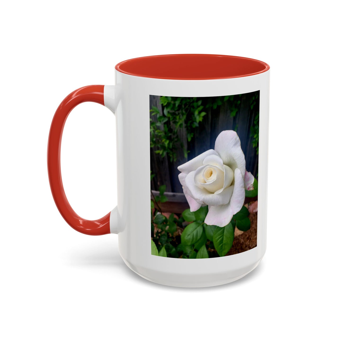 11oz/15oz Garden Themed White Sugar Moon Hybrid Tea Roses Coffee Mug
