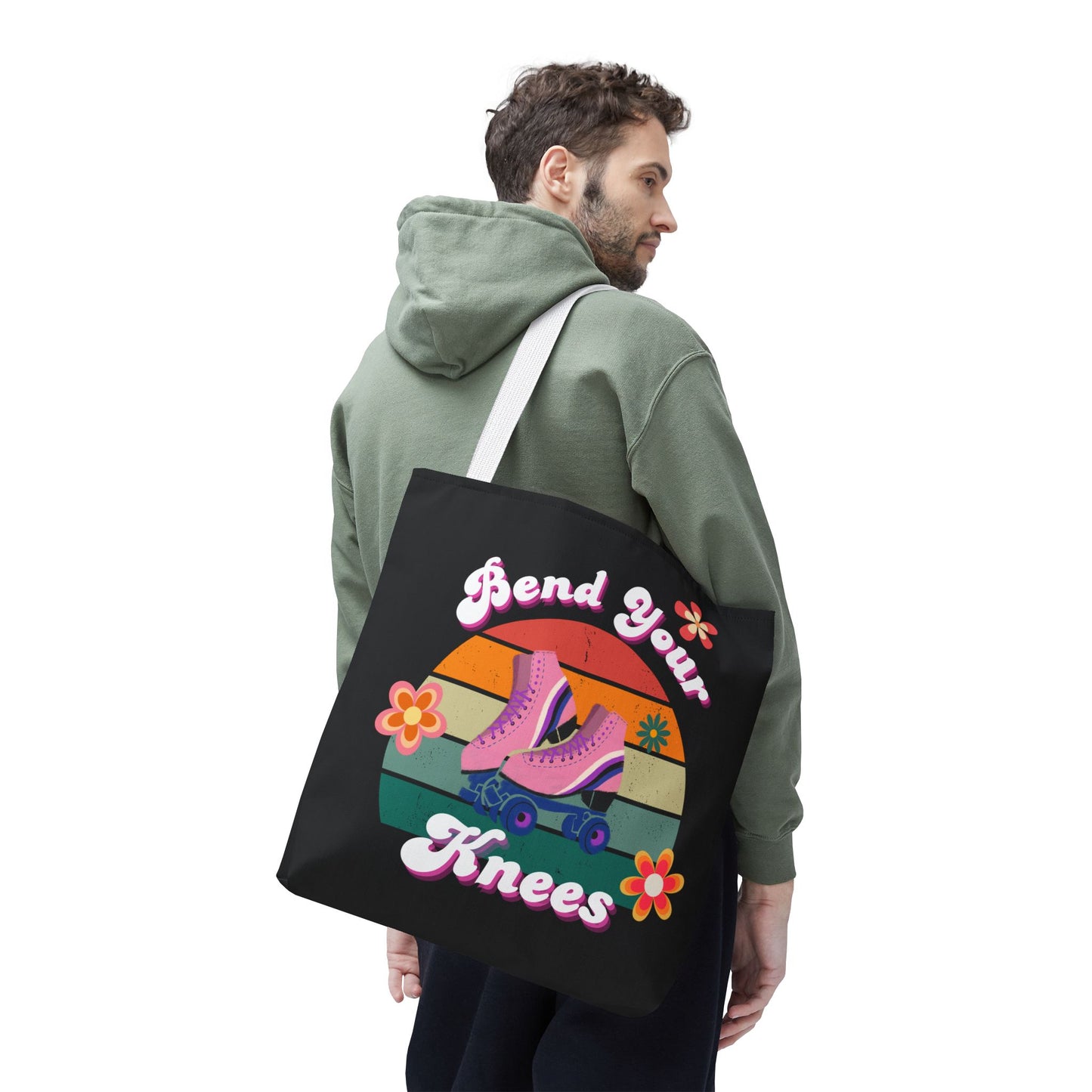 Unisex Retro Vibes Bend Your Knees Skate Day Tote Bag
