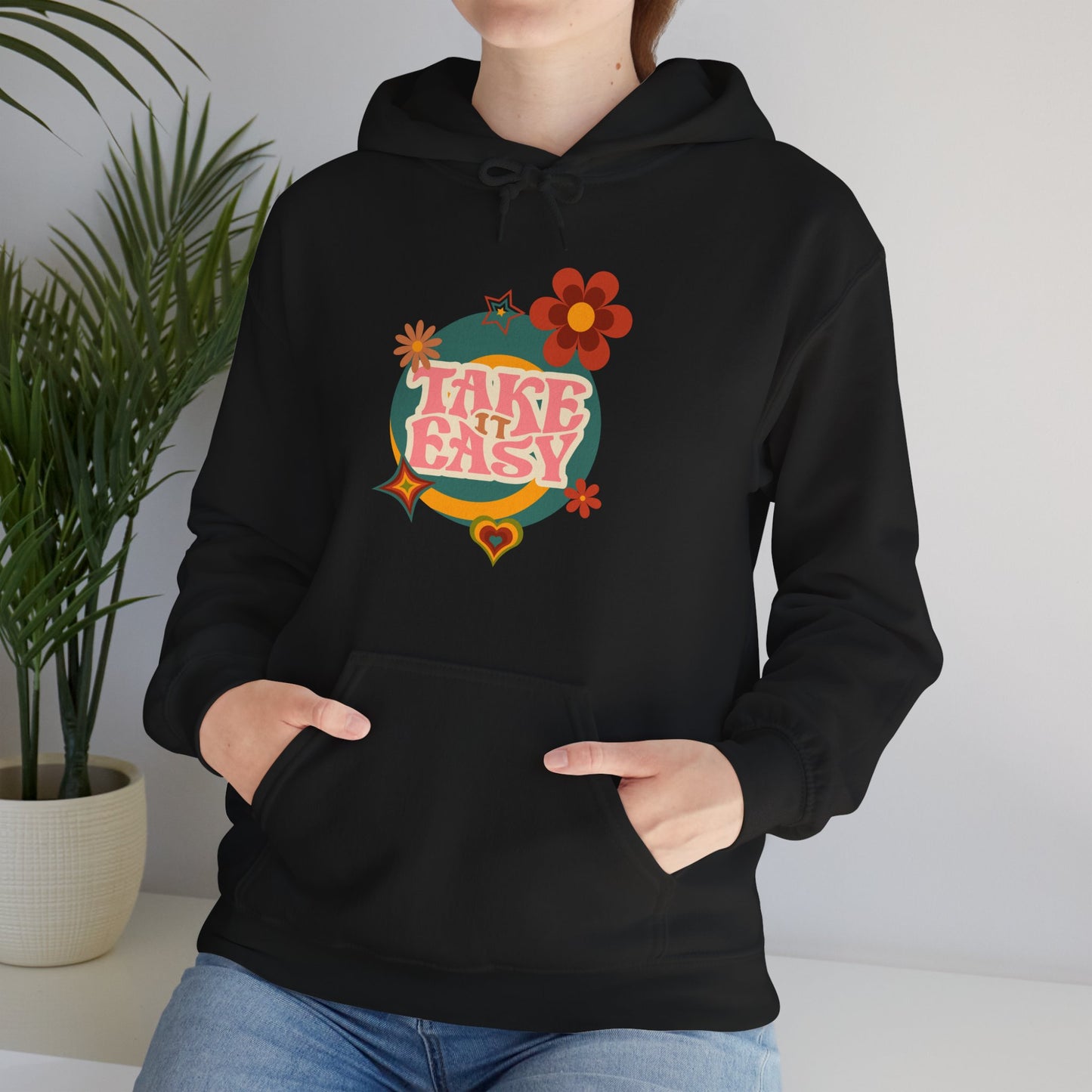Unisex Heavy Blend™ Retro Vibes Take It Easy Hooded Sweatshirt
