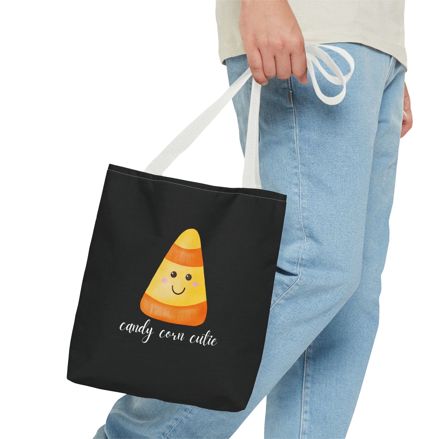 Cute Candy Corn Halloween Tote Bag Spooky Season Tote Trick or Treating Candy Bag Fall Themed Reusable Lunch Tote