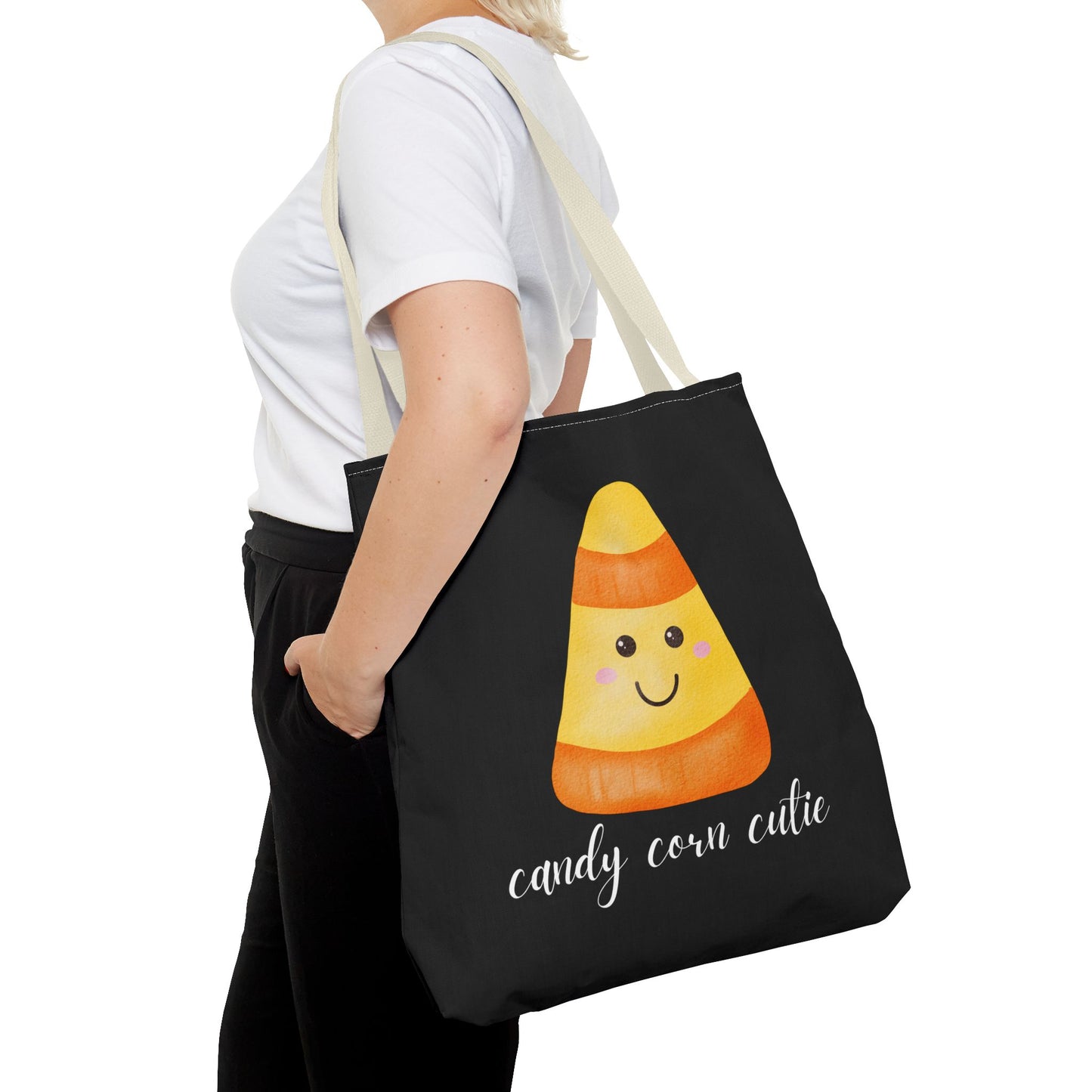 Cute Candy Corn Halloween Tote Bag Spooky Season Tote Trick or Treating Candy Bag Fall Themed Reusable Lunch Tote