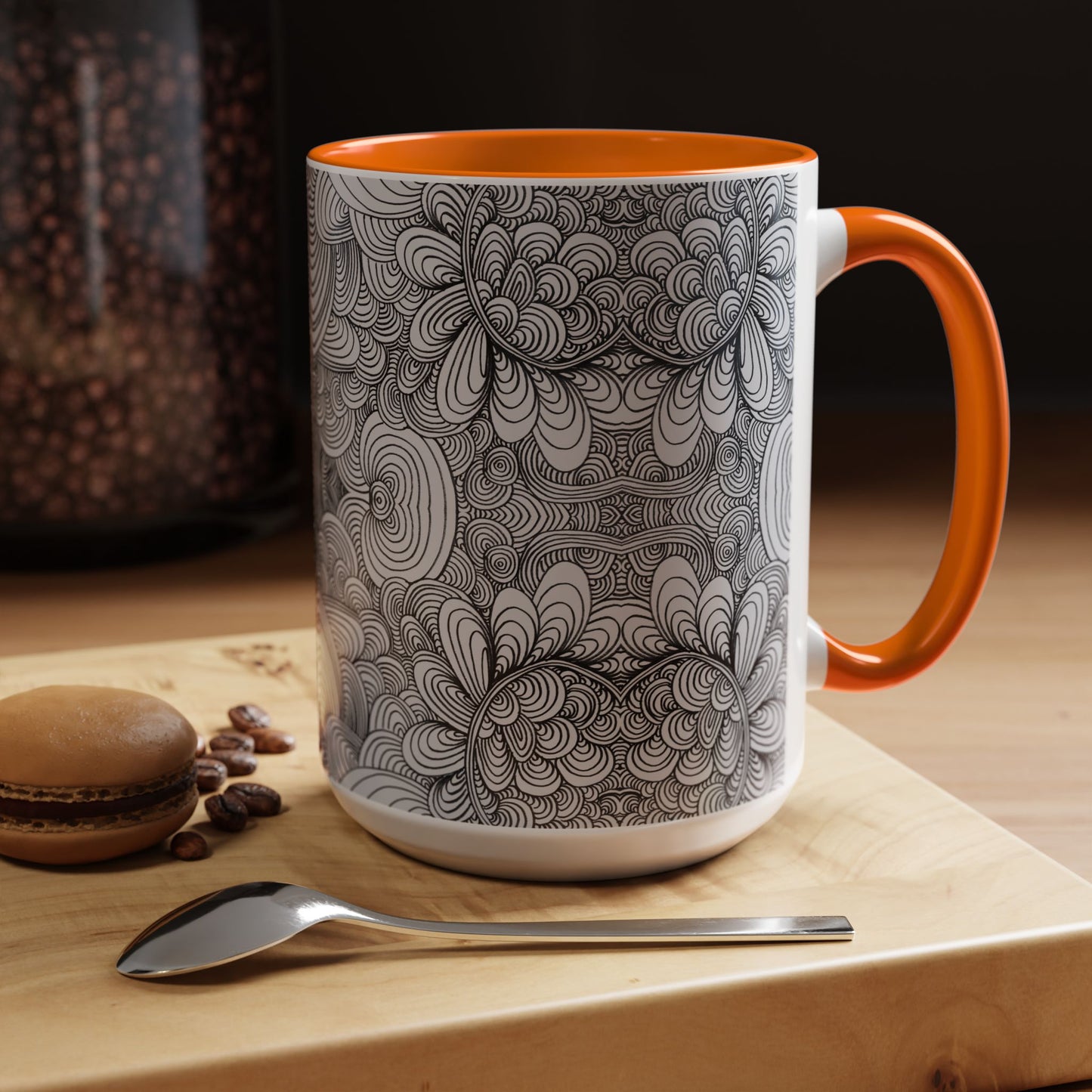 11oz/15oz Original Line Art Coffee Mug - Apricots Noir Mirage