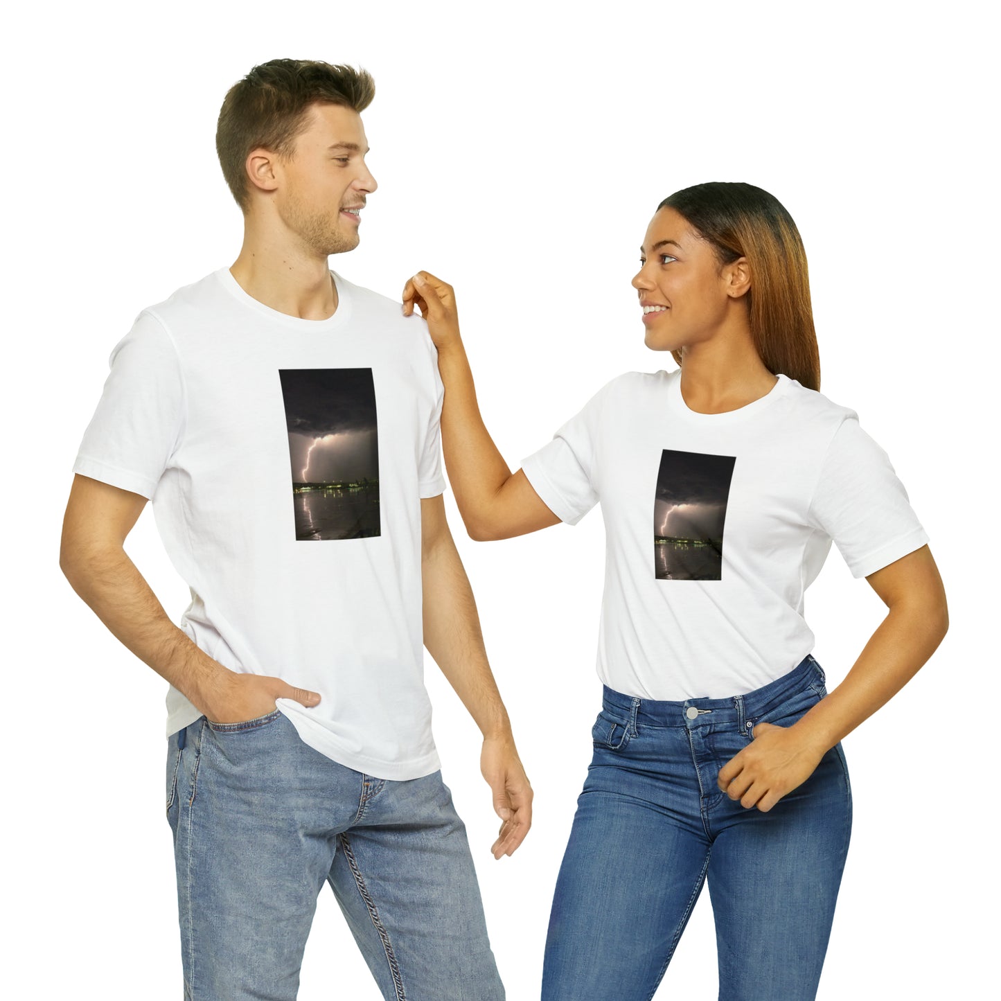 Unisex Lightning Bolt T-Shirt Rough Photo Print Caught Outisde