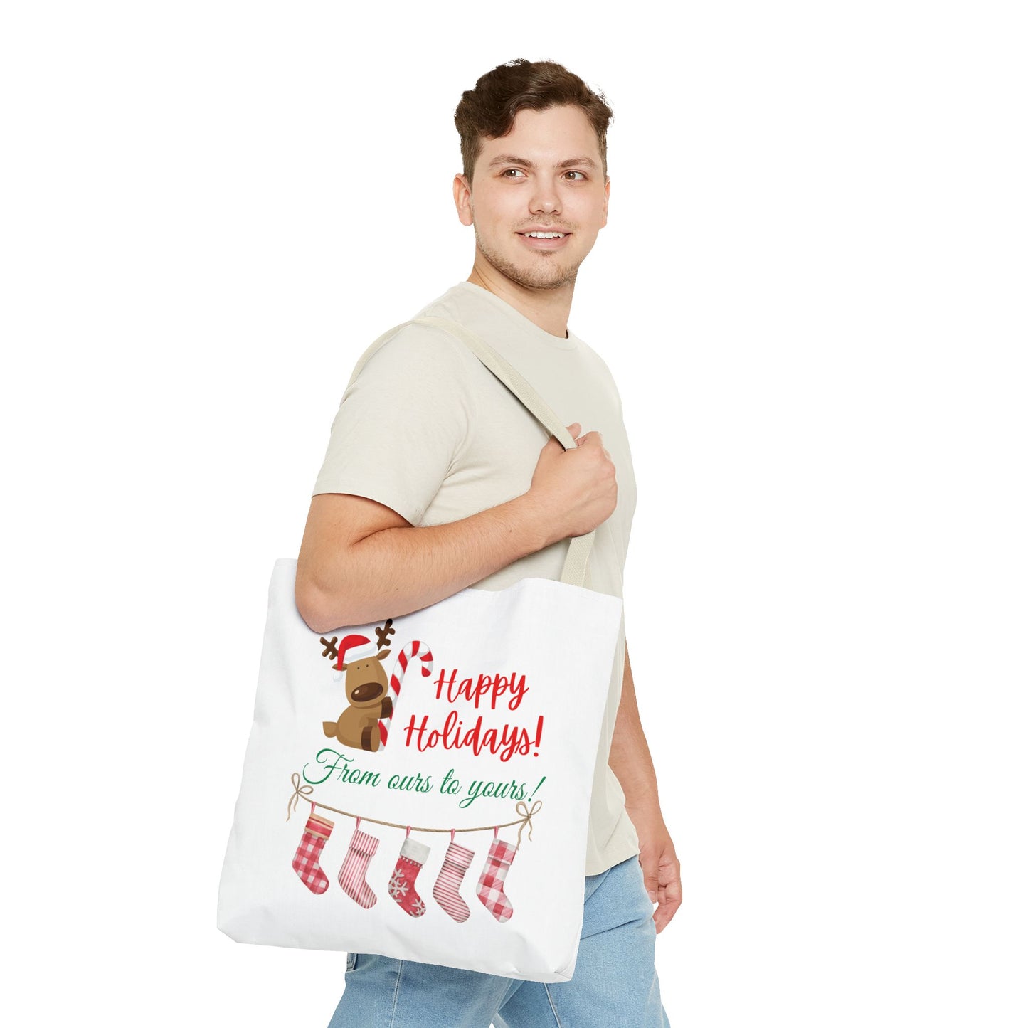 Unisex Happy Holidays From Ours To Yours Christmas Stockings and Dog Tote Bag