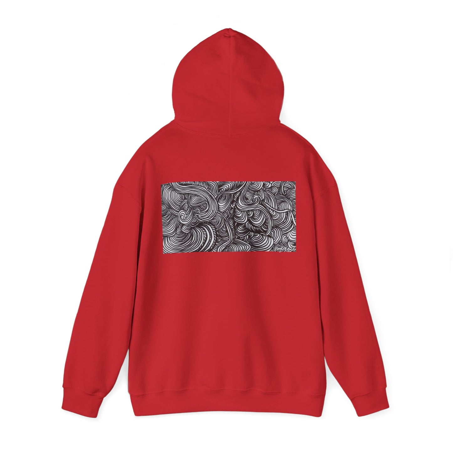 Unisex Heavy Blend™ Original Minimalist Line Art Midsize Print Hooded Sweatshirt - Liquid