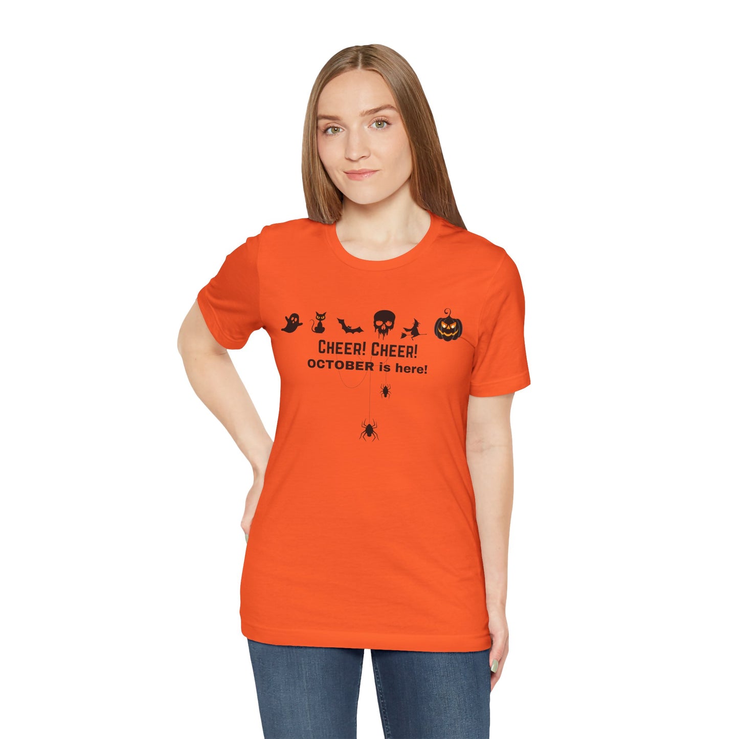 Unisex Halloween Themed Cheer Cheer October Is Here October Trick Or Treating T-Shirt