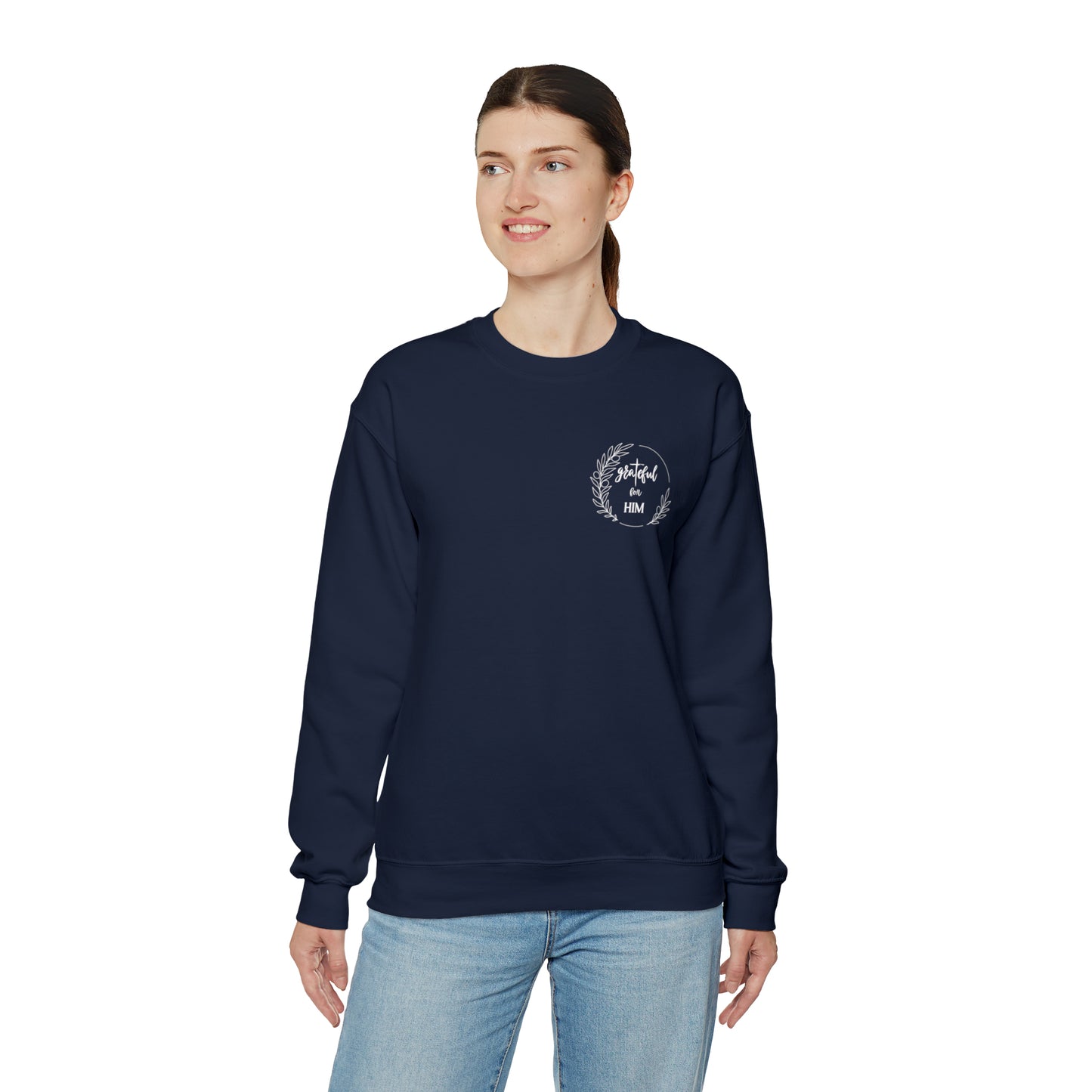 Unisex GraTeful for HIM Sweatshirt with Breast Pocket and Back Design