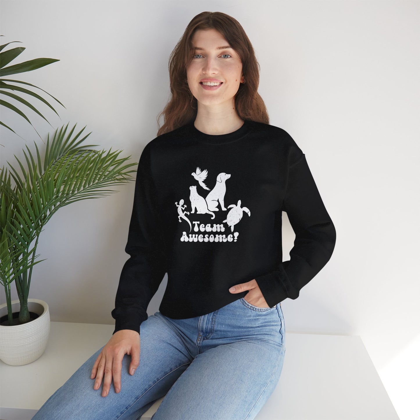 Unisex Animal Lover Lizard Cat Bird Dog Turtle Team Awesome Sweatshirt