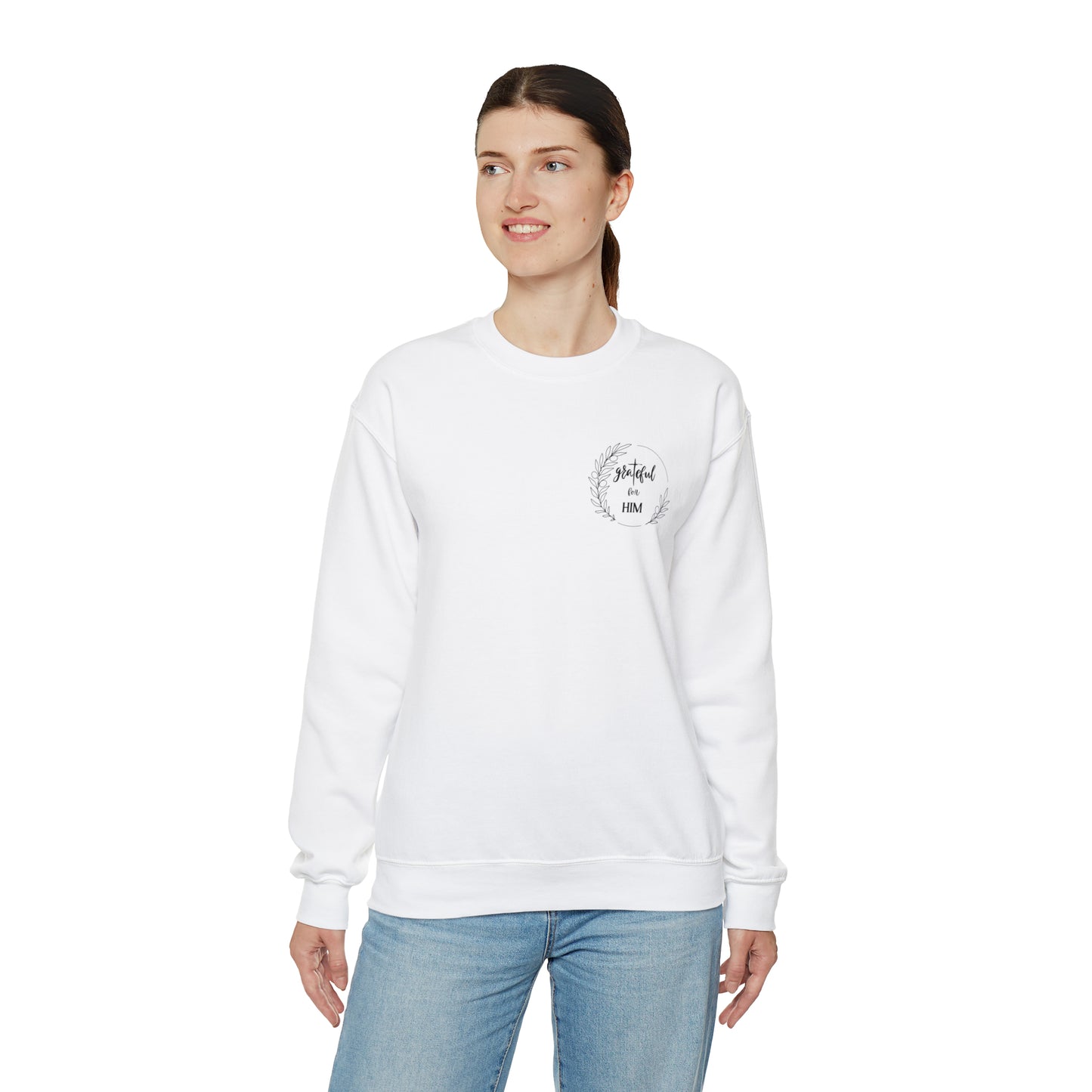 Unisex GraTeful for HIM Sweatshirt with Breast Pocket and Back Design