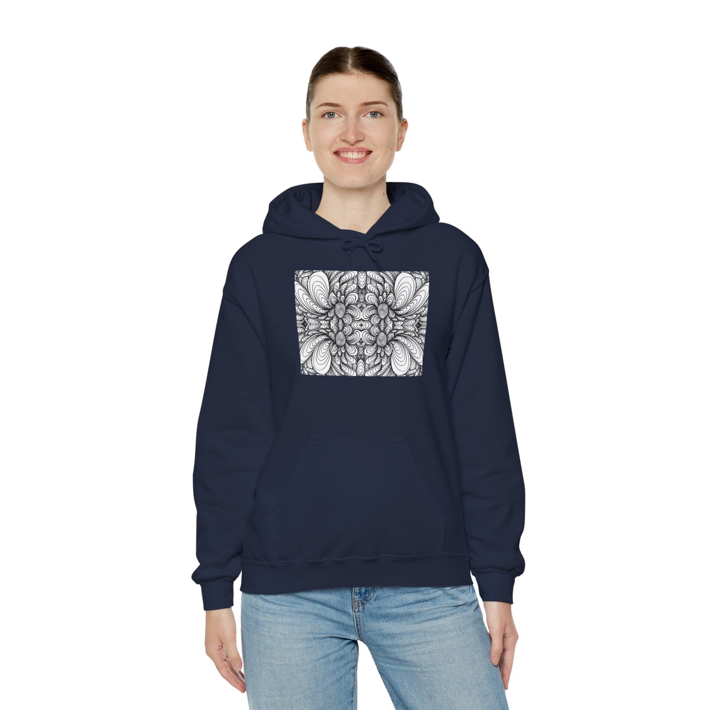 Unisex Heavy Blend™ Original Minimalist Healing Line Art Hooded Sweatshirt - Blooms