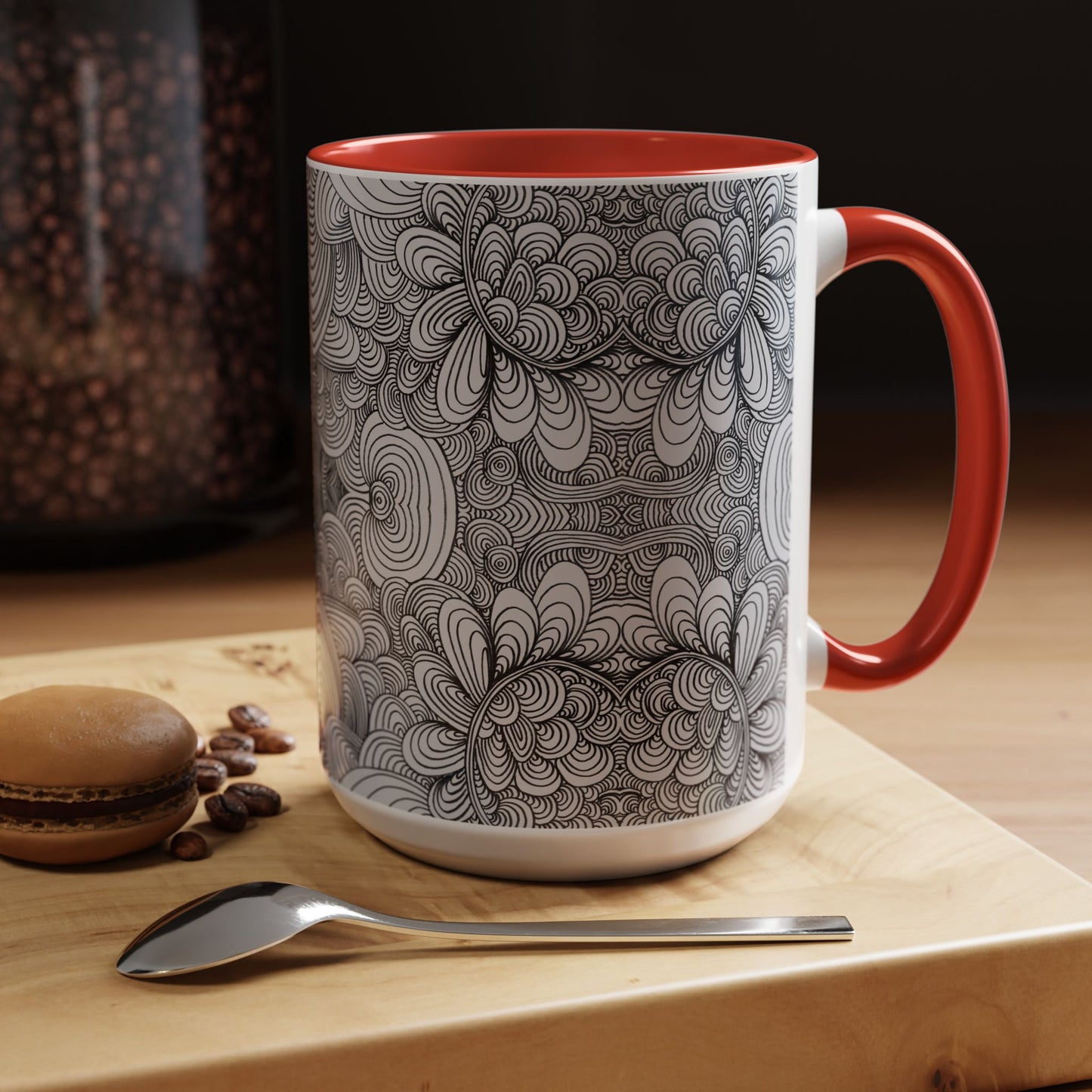 11oz/15oz Original Line Art Coffee Mug - Apricots Noir Mirage