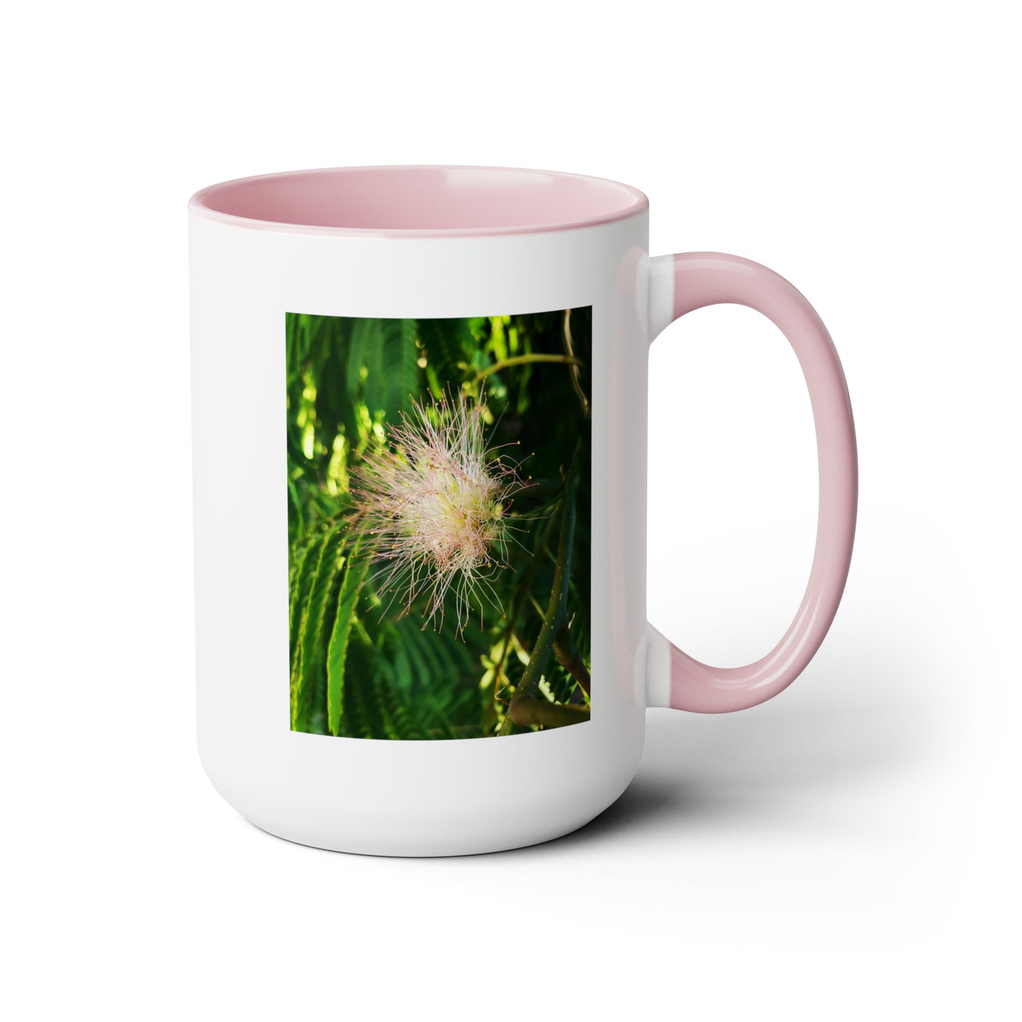 15oz two tone coffee mug - Silk blossom plant