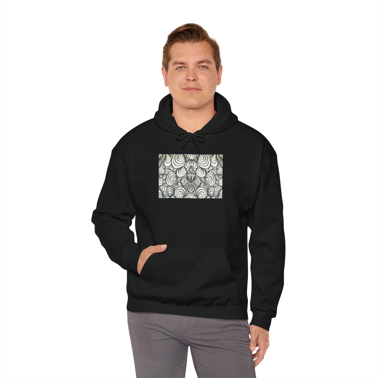 Unisex Heavy Blend™ Original Line Art Hooded Sweatshirt - Puzzle Panels 1