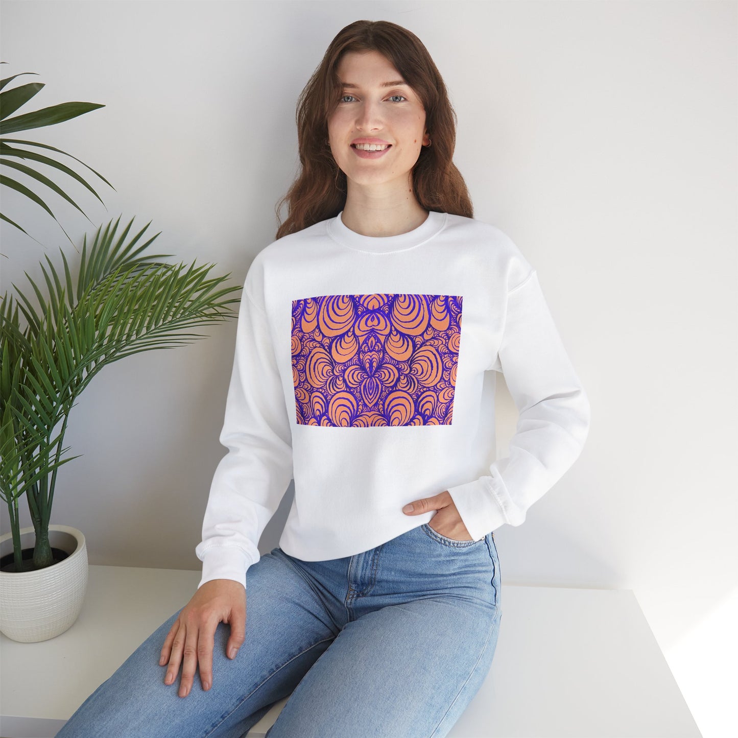 Unisex Original Line Art Sweatshirt - Puzzle Panels 1 Color Pop Run