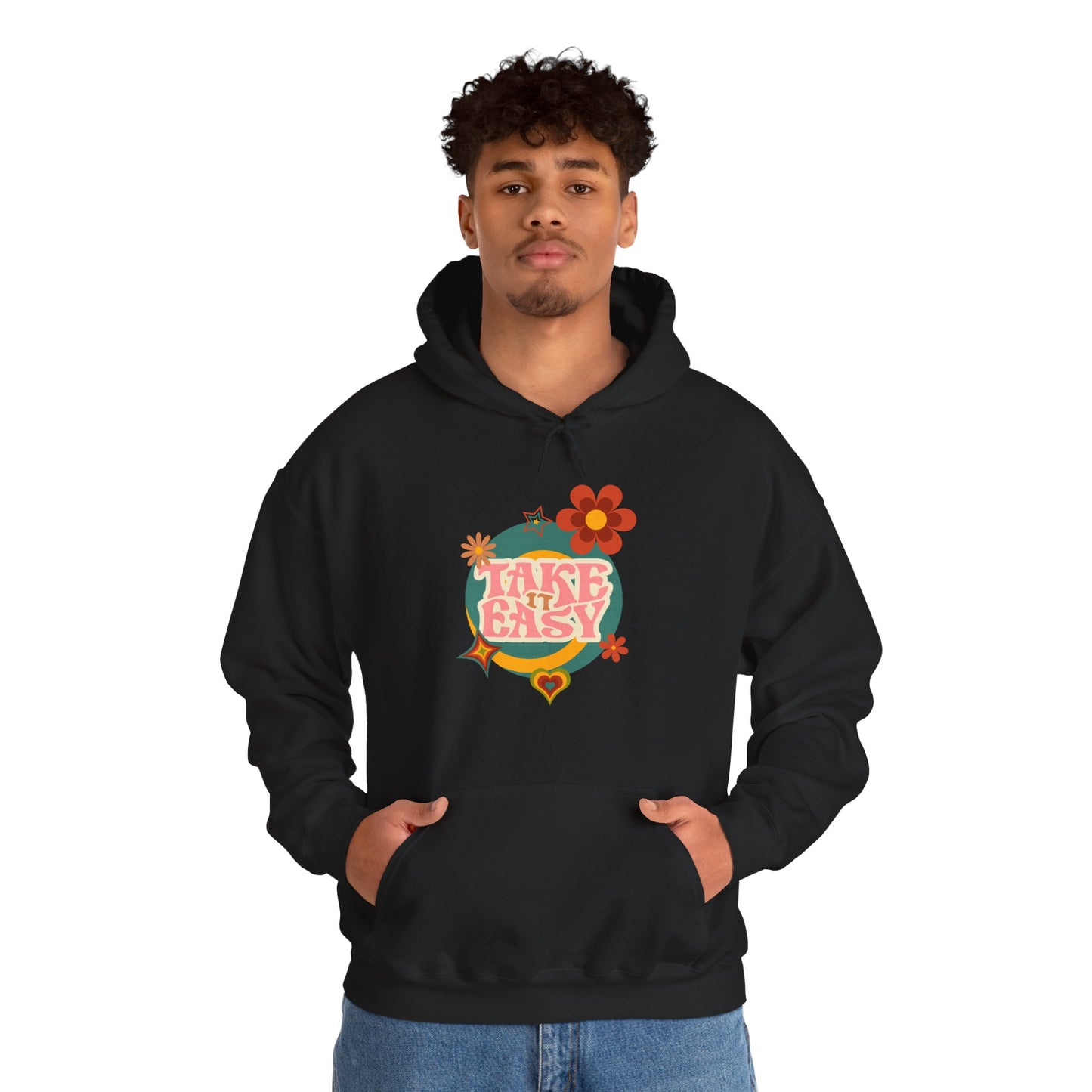 Unisex Heavy Blend™ Retro Vibes Take It Easy Hooded Sweatshirt