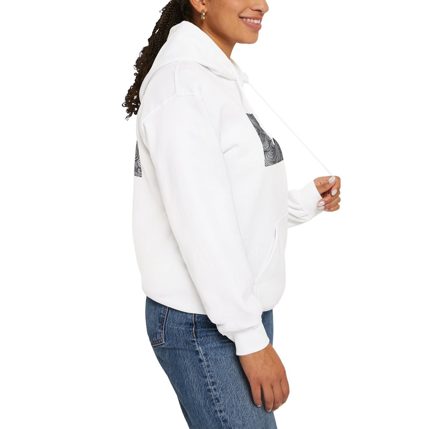 Unisex Heavy Blend™ Original Minimalist Line Art Midsize Print Hooded Sweatshirt - Liquid