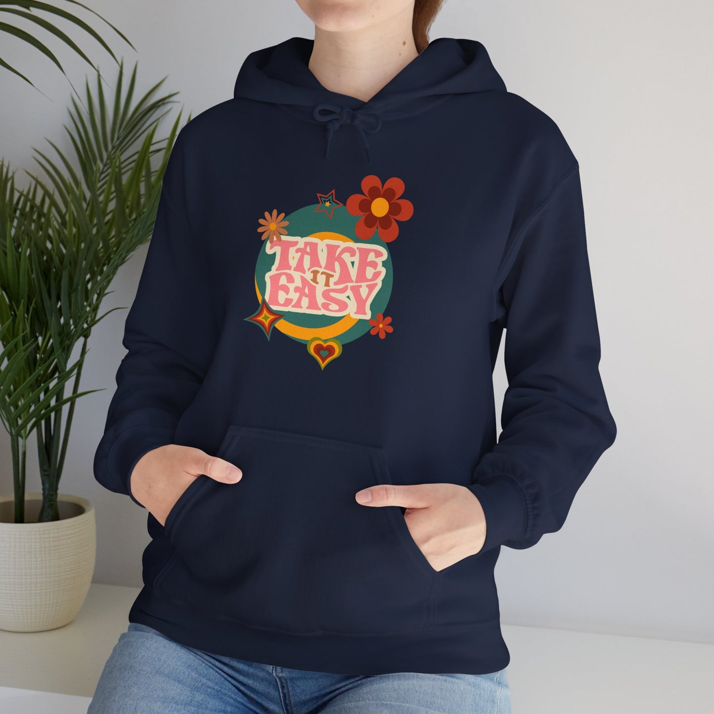 Unisex Heavy Blend™ Retro Vibes Take It Easy Hooded Sweatshirt