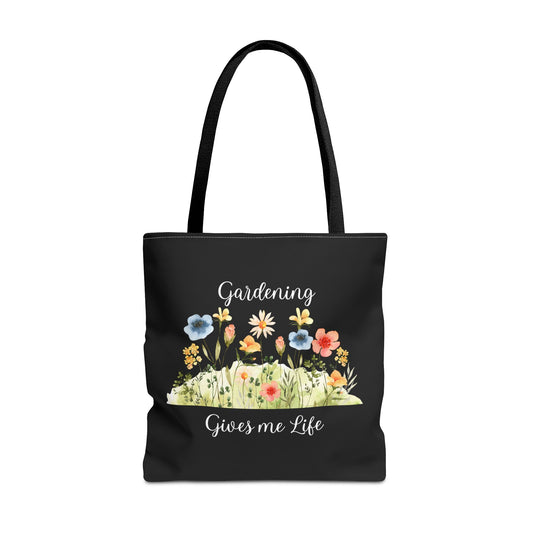 Unisex Gardening Gives Me Life Tote Bag - Black