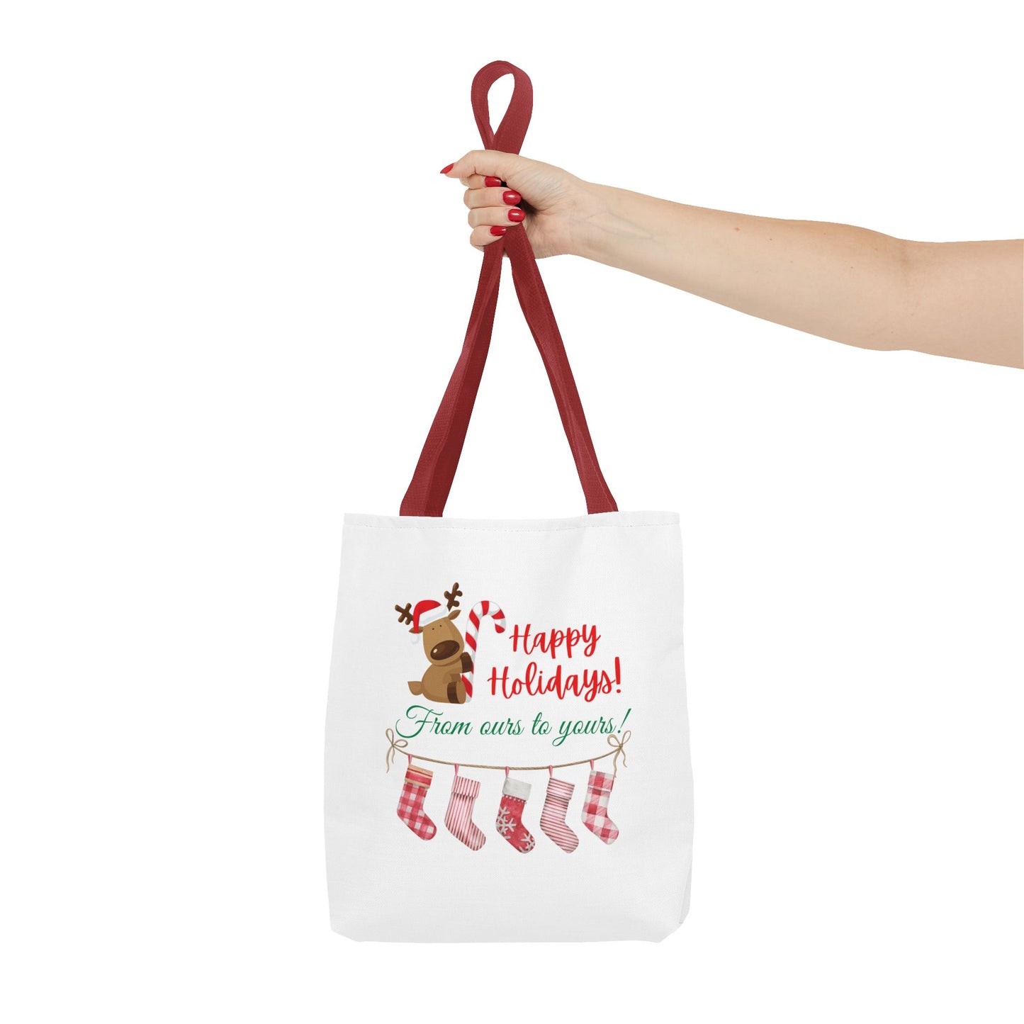 Unisex Happy Holidays From Ours To Yours Christmas Stockings and Dog Tote Bag