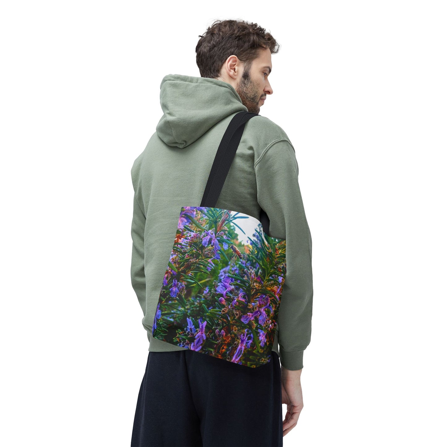 Garden Themed Bee and Rosemary Tote Bag