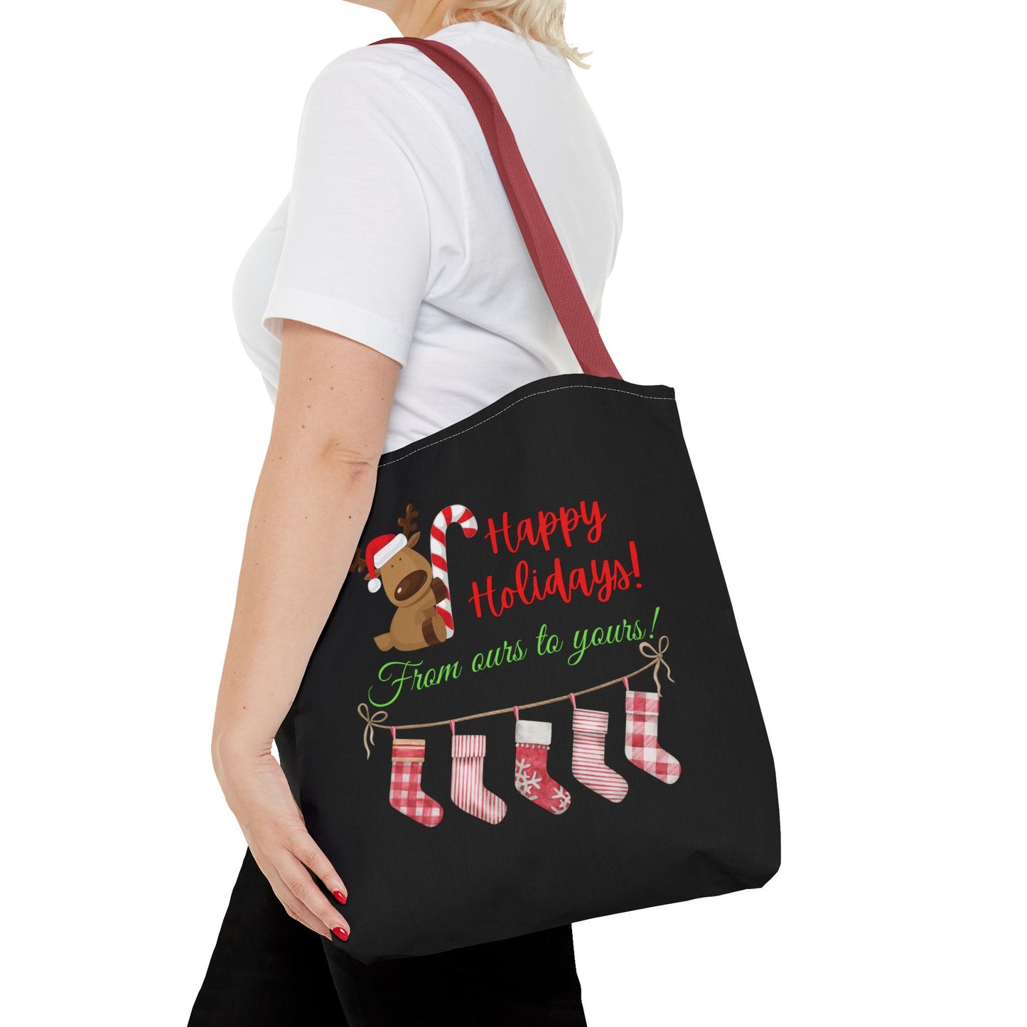 Unisex Happy Holidays From Ours To Yours Christmas Stockings and Dog Tote Bag