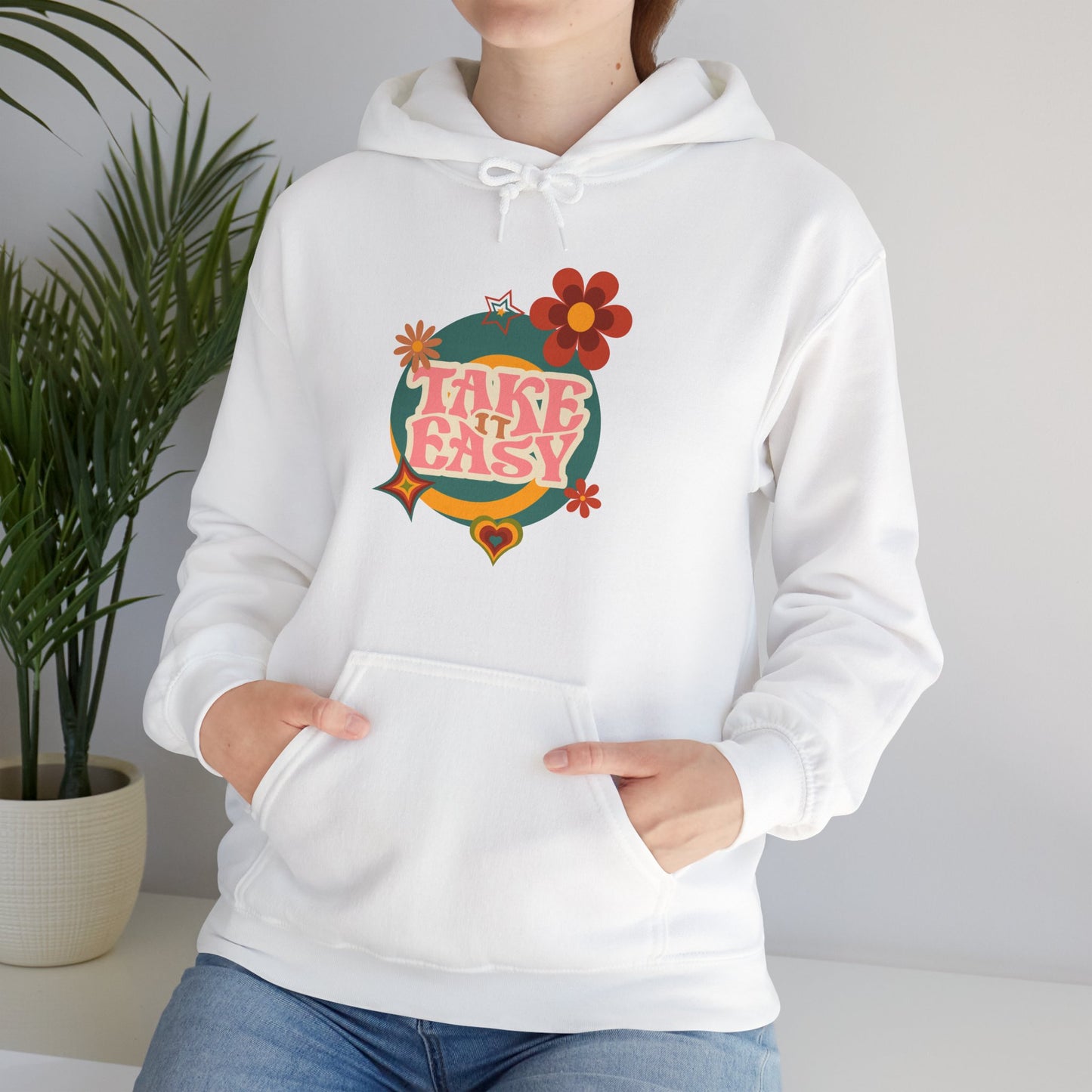 Unisex Heavy Blend™ Retro Vibes Take It Easy Hooded Sweatshirt
