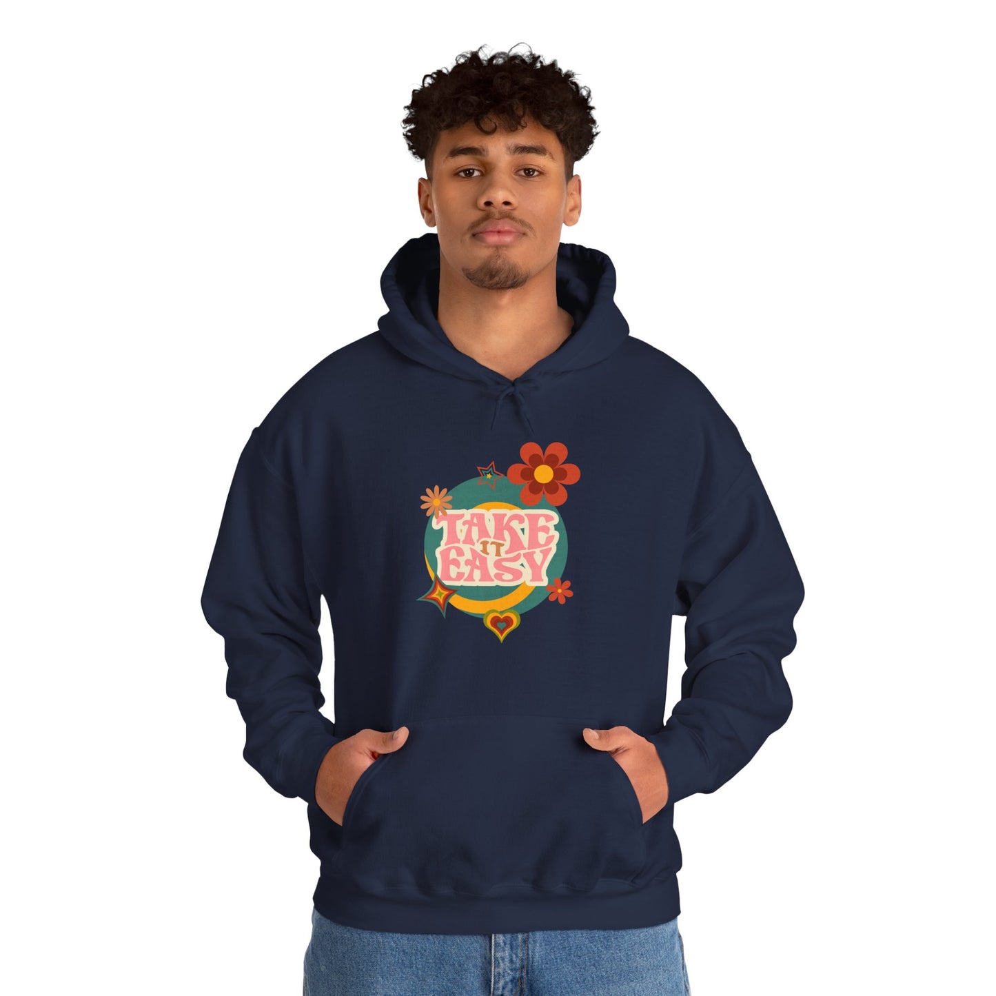 Unisex Heavy Blend™ Retro Vibes Take It Easy Hooded Sweatshirt