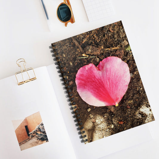 Spiral Notebook - Ruled Line, Double Delight Rose Petal Printed on front, EDC 118 pages