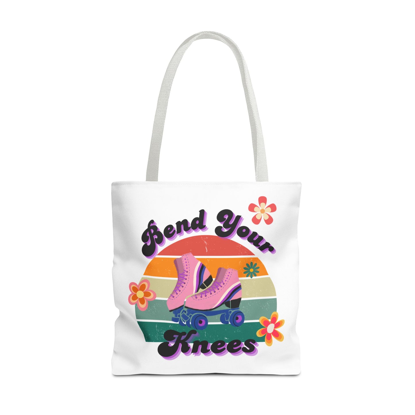 Unisex Retro Vibes Bend Your Knees Skate Day Tote Bag - White