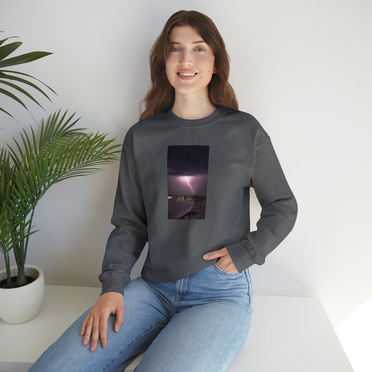 Unisex Lightning Bolt Printed Sweatshirt Caught Out in The Rain